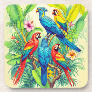 Porta-copo Ilustração Botânica de Aves Tropicais