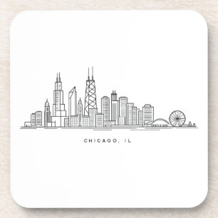 Porta-copo Ilustração da paisagem urbana de Chicago IL