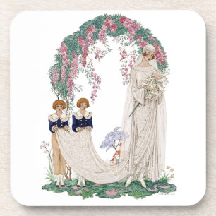 Porta-copo Ilustração de Casamento Art Nouveau – Noiva Vintag