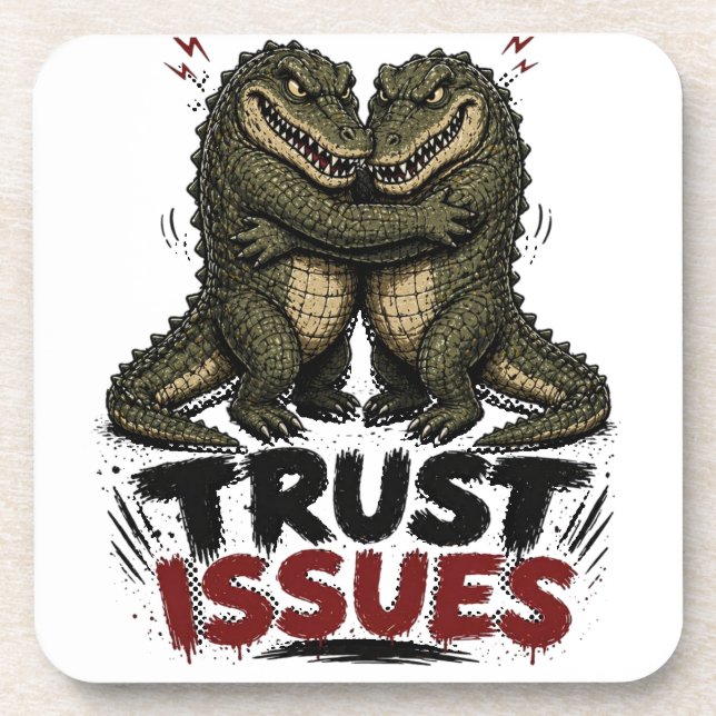 Porta-copo Ilustração de Crocodilo Mal-Humorado com Problemas (Frente)