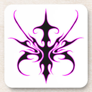 Porta-copo Ilustração de Linha Tribal Preta e Rosa Intensa