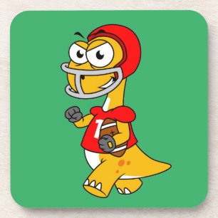 Porta-copo Ilustração De Um Brontossauro Jogando Futebol.