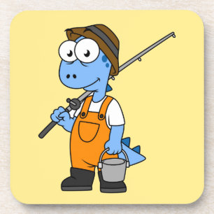 Porta-copo Ilustração De Um Pescador De Allosaurus.