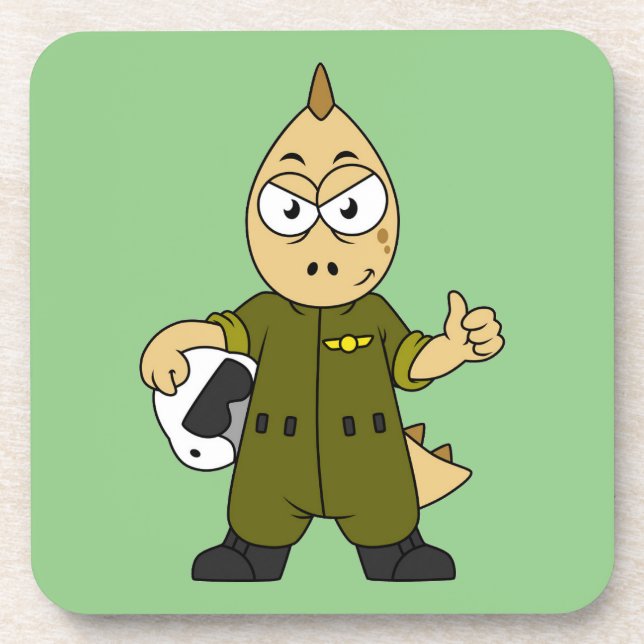 Porta-copo Ilustração De Um Piloto De Jato De Allosaurus. (Frente)