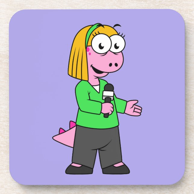 Porta-copo Ilustração De Um Repórter De Notícias Do Allosauru (Frente)