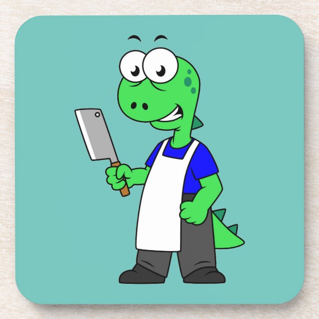 Porta-copo Ilustração De Um Tiranossauro Rex Butcher. (Frente)