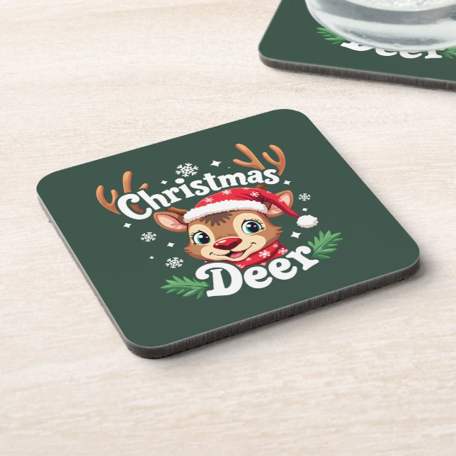 Porta-copo Ilustração Fofa de Veado de Natal (Left Side)