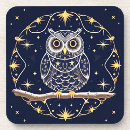 Porta-copo Ilustração Intrincada de Coruja Noturna