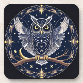 Porta-copo Ilustração Intrincada de Coruja Noturna