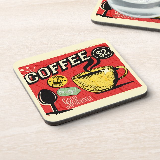 Porta-copo Ilustrações rústicas fundo vintage Café (Left Side)