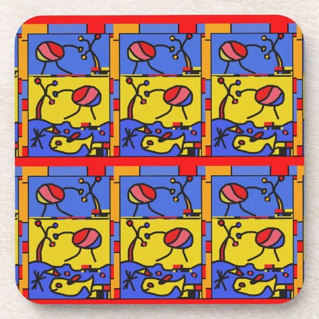 Porta-copo Imagem com peixes da arte moderna (Frente)