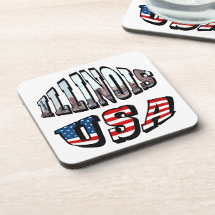 Porta-copo Imagem de Illinois e texto de sinalizador dos EUA