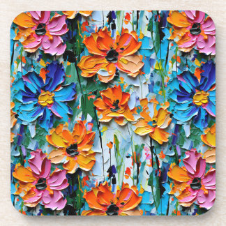 Porta-copo Impasto Flores de Óleo de Estilo em um Padrão Colo