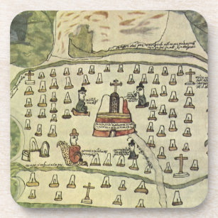 Porta-copo Império Asteca de Montezuma, mapa mundial antigo, 
