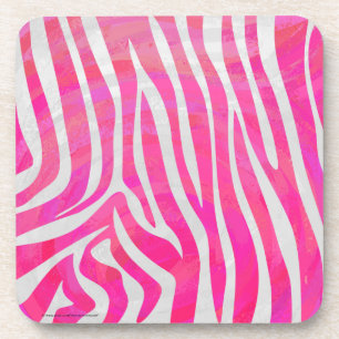 Porta-copo Impressão branco e rosa-quente zebra