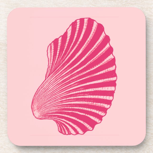 Porta-copo Impressão de Bloco de Shell Scallop, Fuchsia e Ros (Frente)
