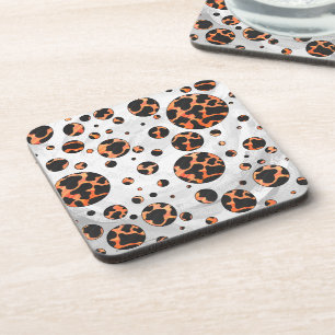 Porta-copo Impressão de Bolinhas preto-e-laranja