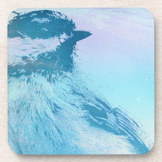 Porta-copo Impressão de Chickadee em Casca Preta (Frente)