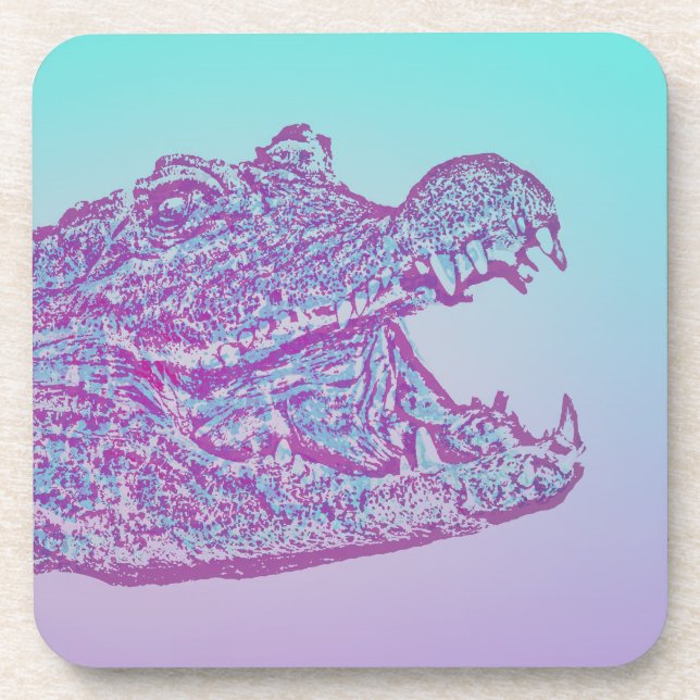 Porta-copo Impressão de crocodilo azul e roxo (Frente)