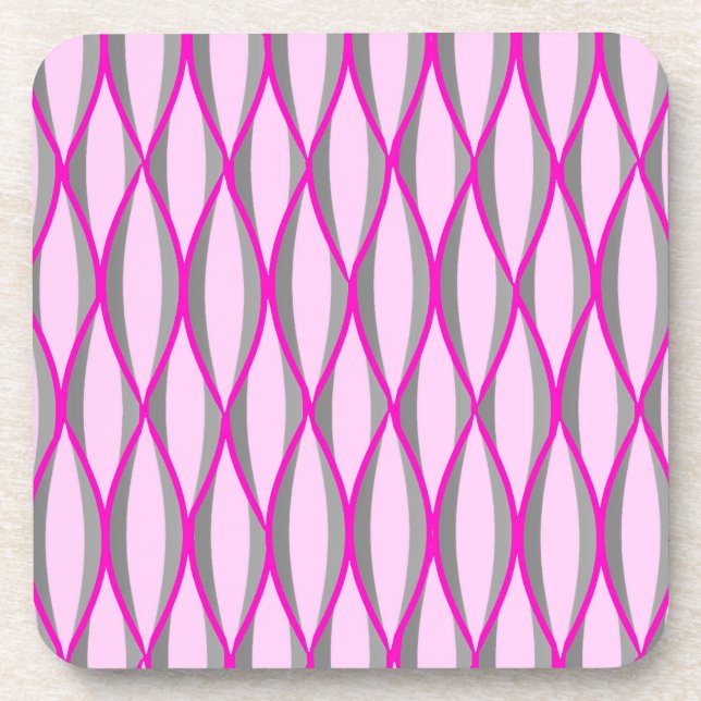 Porta-copo Impressão de fita do século médio - rosa e cinza / (Frente)