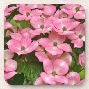 Porta-copo Impressão de flores de madeira-de-dogwood cor-de-r