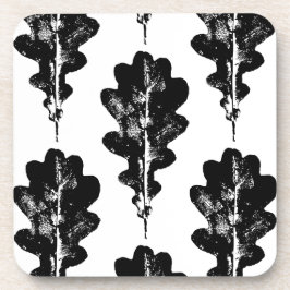 Porta-copo Impressão de Folha de Carvalho Preto e Branco