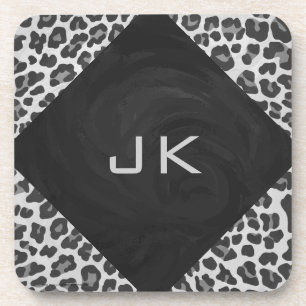 Porta-copo Impressão do Leopardo Branco e Preto