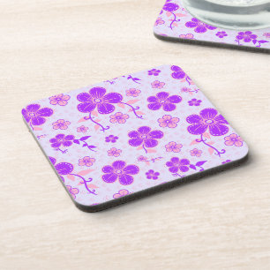 Porta-copo Impressão Floral bonito Roxo e Rosa na Lavanda