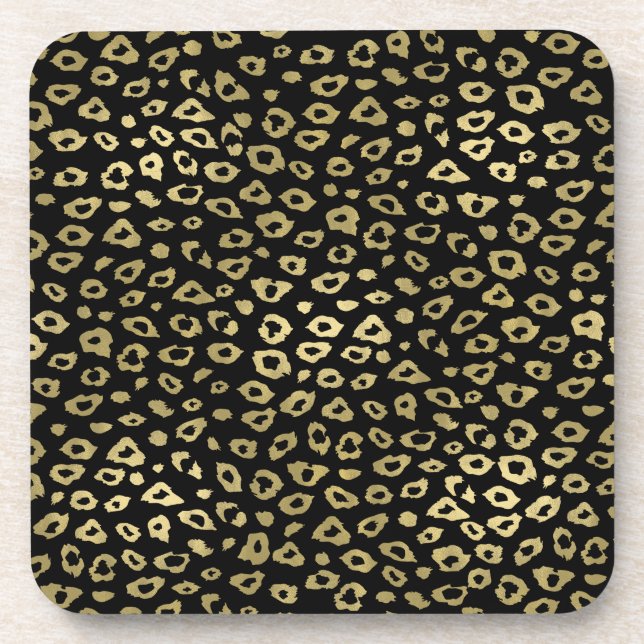 Porta-copo Impressão preto Dourado do leopardo de Ombre (Frente)