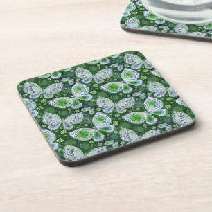 Porta-copo Impressão Verde de Borboleta de Paisley