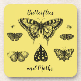 Porta-copo Impressão Vintage de Borboletas e Mariposas