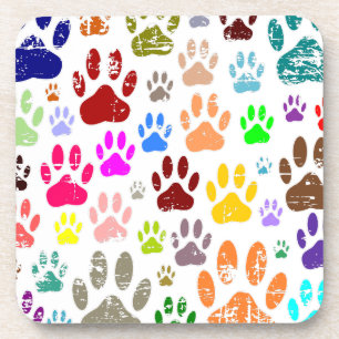 Porta-copo Impressões coloridas de pata de cachorro