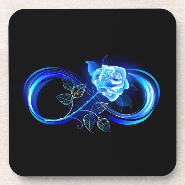 Porta-copo Infinito brilhante com rosa azul (Frente)