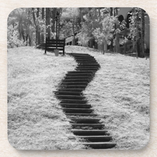 Porta-copo Infravermelho de árvores, edifícios e trilhas em L (Frente)