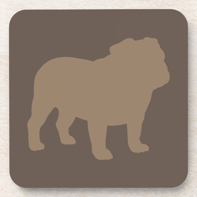 Porta-copo Inglês Bulldog Silhouette Mocha Brown (Frente)
