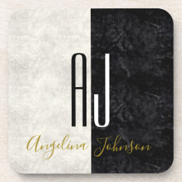 Porta-copo Iniciais Modernos Preto e Branco Monogramados