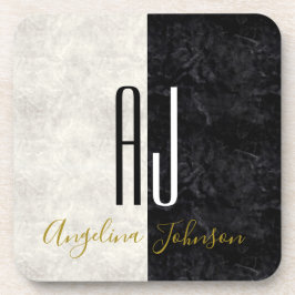 Porta-copo Iniciais Modernos Preto e Branco Monogramados