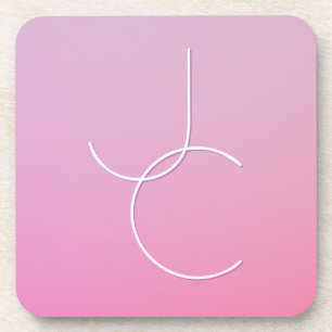 Porta-copo Iniciais Sobrepostas Modernas 2 Pink Ombre