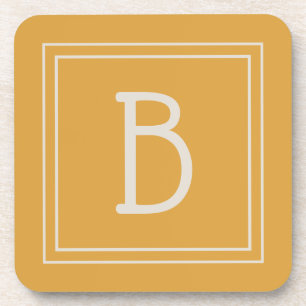 Porta-copo Inicial Amarelo Dourado e Branco com Monograma Chi