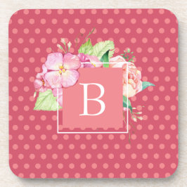 Porta-copo Inicial Feminina Personalizada com Pontos Rosa e F