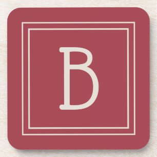 Porta-copo Inicial Monogramada Moderna em Vermelho Carmesim e
