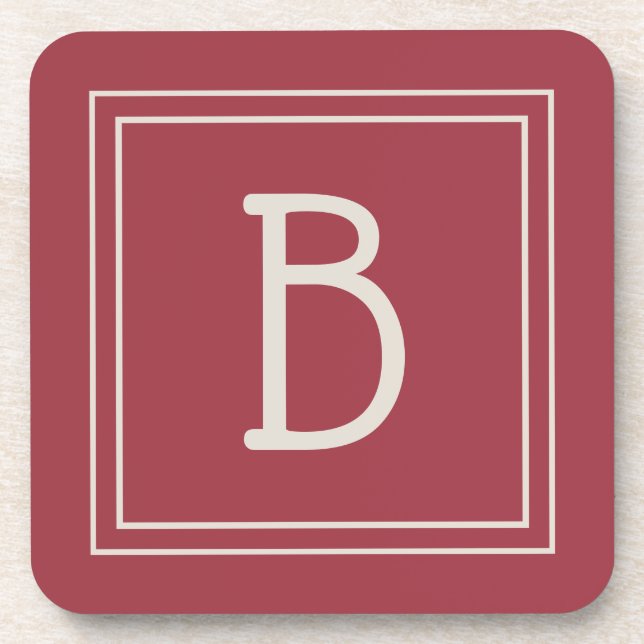 Porta-copo Inicial Monogramada Moderna em Vermelho Carmesim e (Frente)