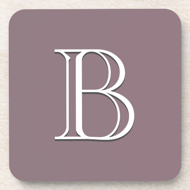 Porta-copo Inicial Monogramada Personalizada Moderno Roxo e B (Frente)