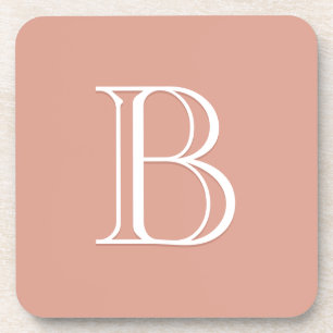 Porta-copo Inicial Monogramada Personalizada Rosa & Branco