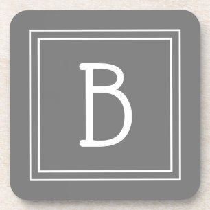 Porta-copo Inicial Monogramática Cinza e Branco de Fazenda Mo