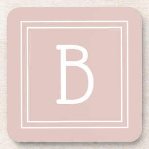 Porta-copo Inicial Monogramática Rosa e Branca de Fazenda Mod