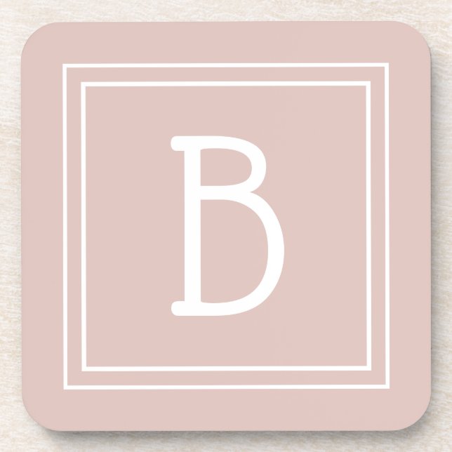 Porta-copo Inicial Monogramática Rosa e Branca de Fazenda Mod (Frente)