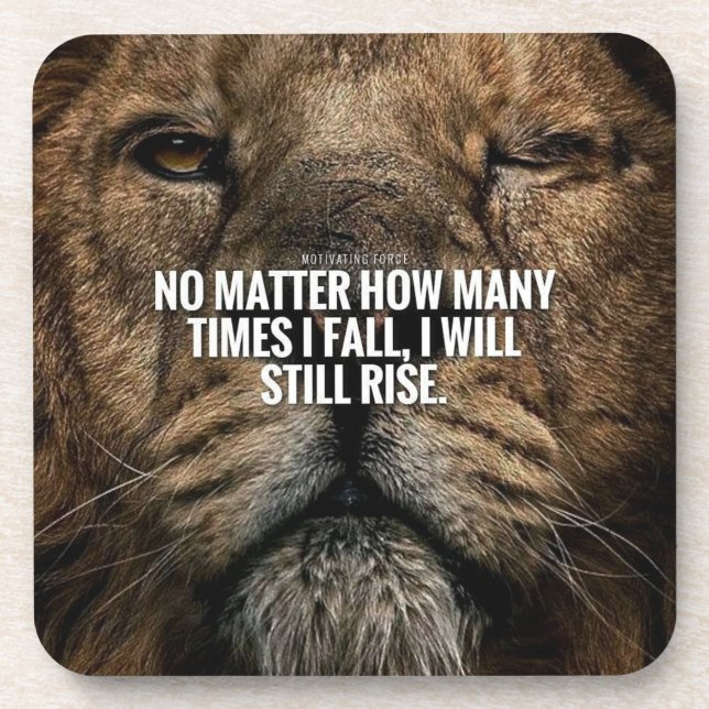 Porta-copo Inspiração de leão - Queda e subida - Motivação (Frente)