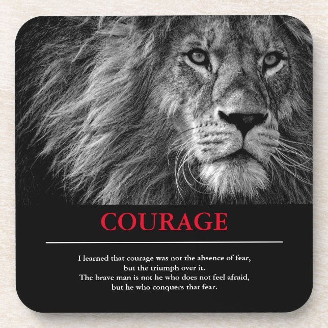 Porta-copo Inspiração Motivacional Lion de Coragem (Frente)