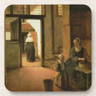 Porta-copo Interior de uma casa holandesa (óleo no painel)